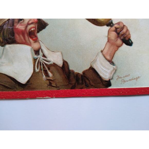 Thanksgiving Postcard Frances Brundage 130 Victorian Man Rings Bell Gabriel 1912 - Picture 4 of 6